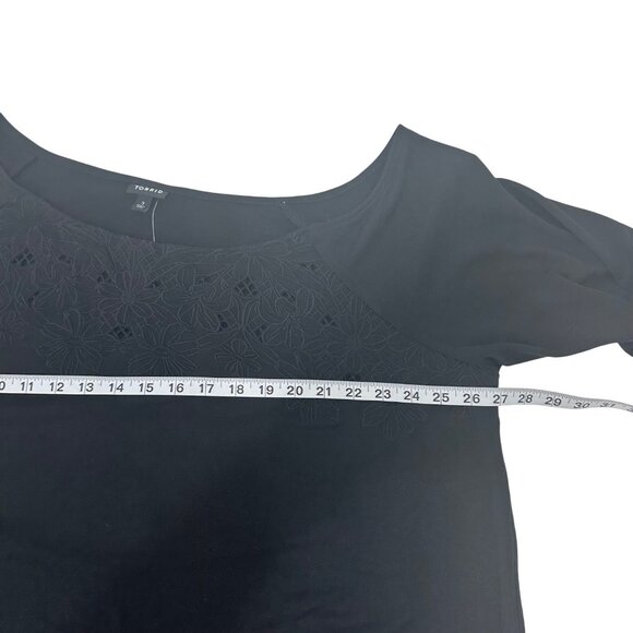 Torrid Womens Black Off-The-Shoulder Embroidered Sweatshirt SZ 3X 22-24 Pullover - Picture 6 of 13